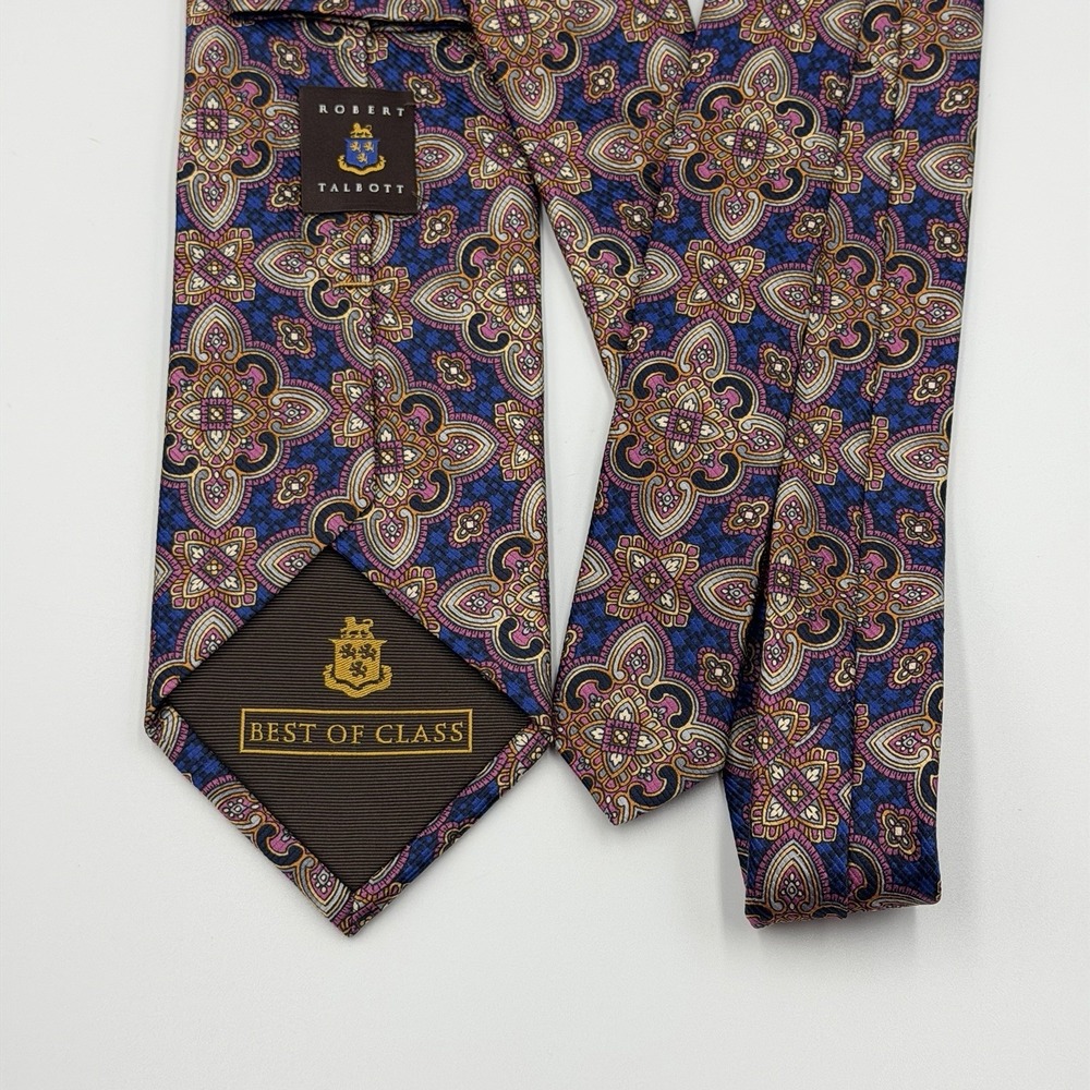 Robert Talbott Best of Class Tie Multicolor Blue/Pink Silk Necktie Monterey USA